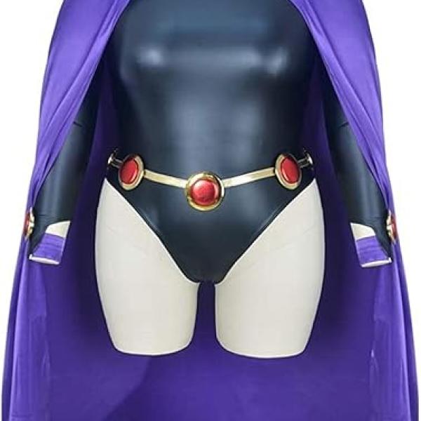 Cosplay Life Teen Titan Raven Cosplay Costume Bodysuit Set with Accessories Rachel Roth Female Demon Halloween