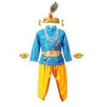 Krishna Dress for Kids Set of 7 Dhoti,Kurta,Mukut,Morpankh,Bansuri,Belt,Motimala